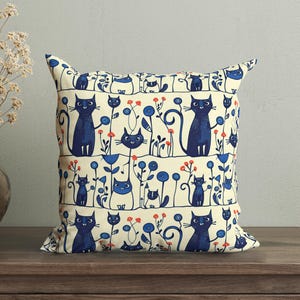 Funda de almohada con diseño de gato de estilo rústico francés, acogedora almohada decorativa de estilo rural, elegante decoración de estilo rústico francés, cojín decorativo rústico con lindos gatos