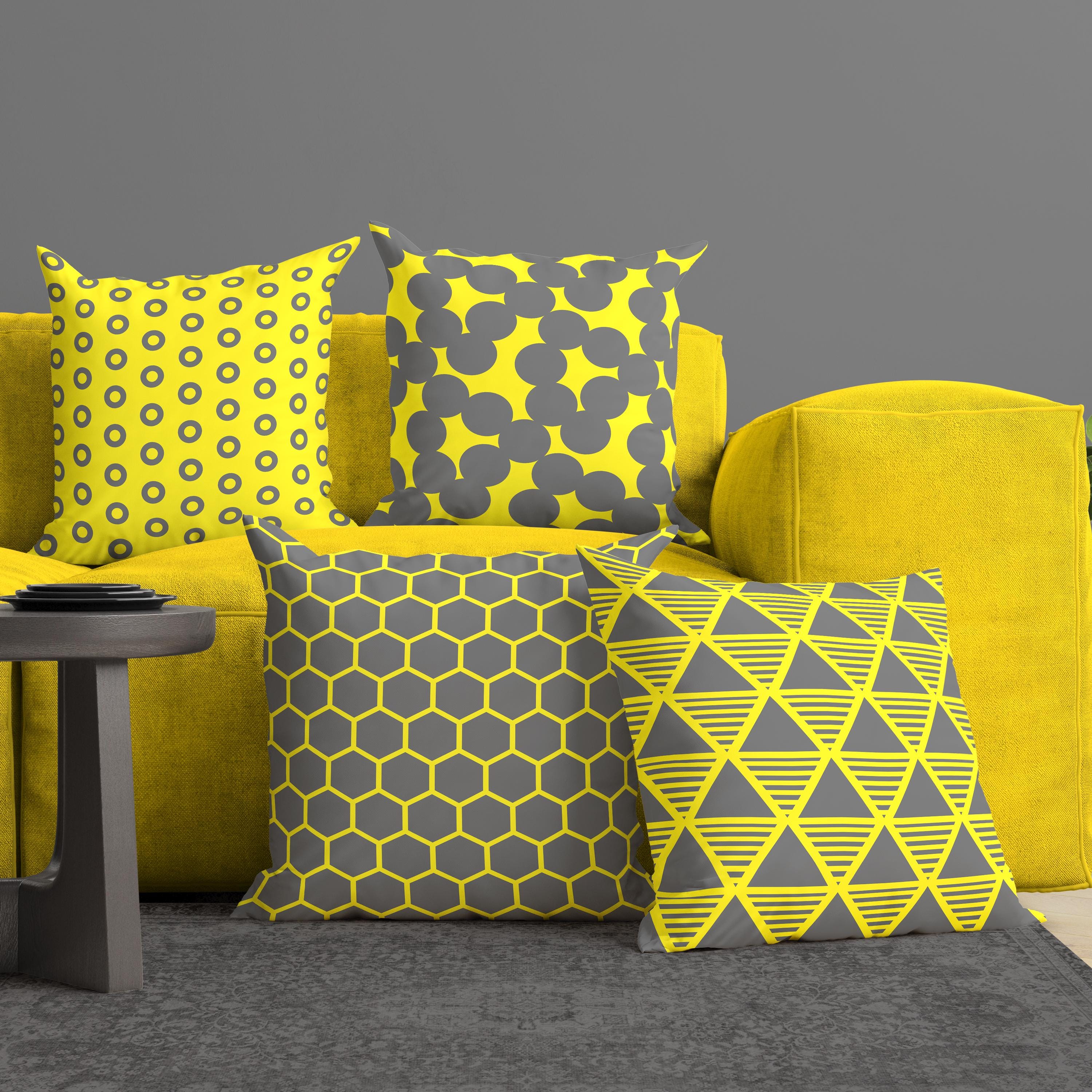 Oyimua Set Of 4 Black Decorative Throw Pillow Covers 16x16 Inch Geometric Square Cushion Covers Outdoor Patio Garden Bench Living Room Sofa