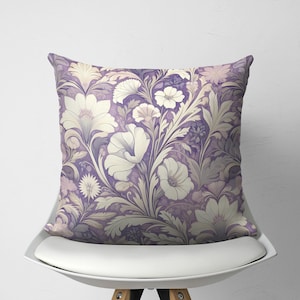 Lilac Floral William Morris Cushion Cover, Vintage Pillow Cover, Lavender Decorative Pillow, Chic Farmhouse Decor, Purple Home Accent