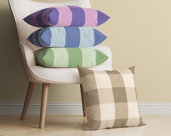 Pastel Checkered Pillow Cover, Modern Decorative Throw Pillow, Checked Cushion Cover, Pastel Checks Pillow Case, Colorful Decor Living Room