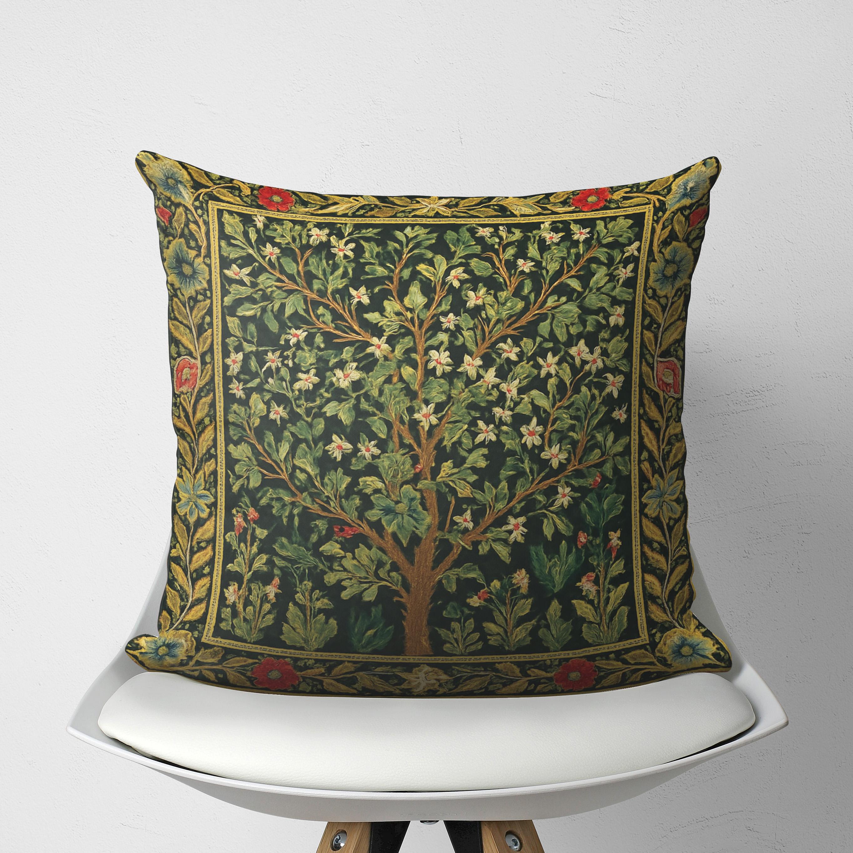 HOSTECCO William Morris Kussenslopen 45x45 cm, set van 4 kamperfoelie, rozenkranspatroon, bloemen kussenslopen, vierkante decoratieve kussenslopen voor op de bank