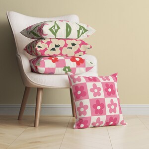 Funda de almohada decorativa con flores rosas, decoración para dormitorio de adolescentes, decoración para dormitorio de niñas, almohada estética con diseño floral para habitación de adolescentes, oficina en casa