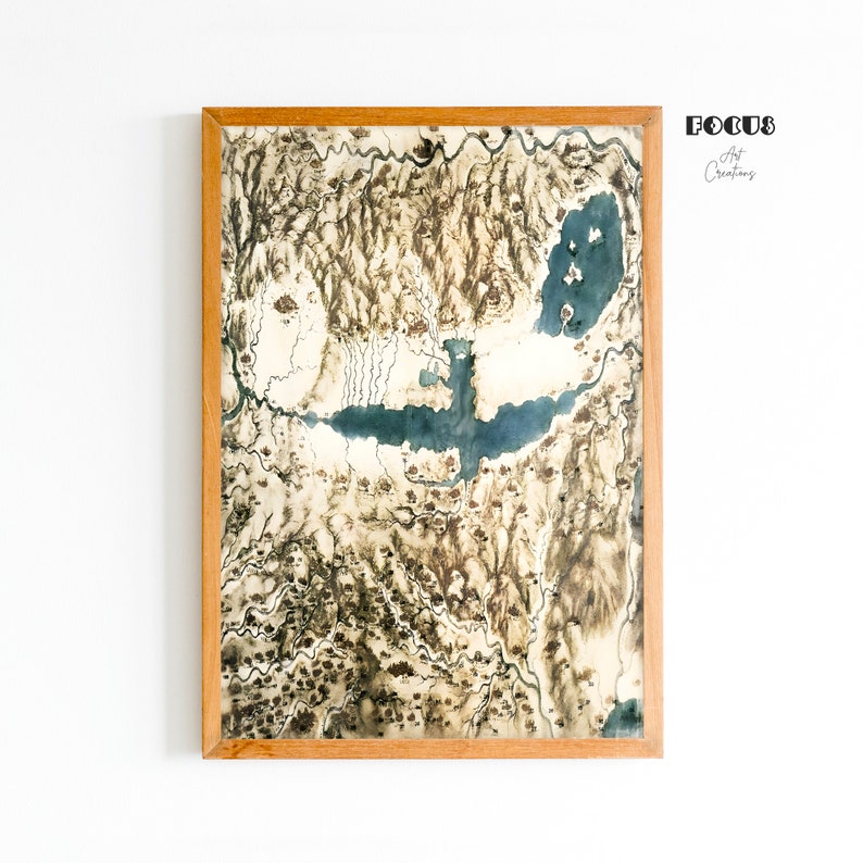 Leonardo Da Vinci, Bird's Eye View of a Landscape, 1502, Da Vinci Print