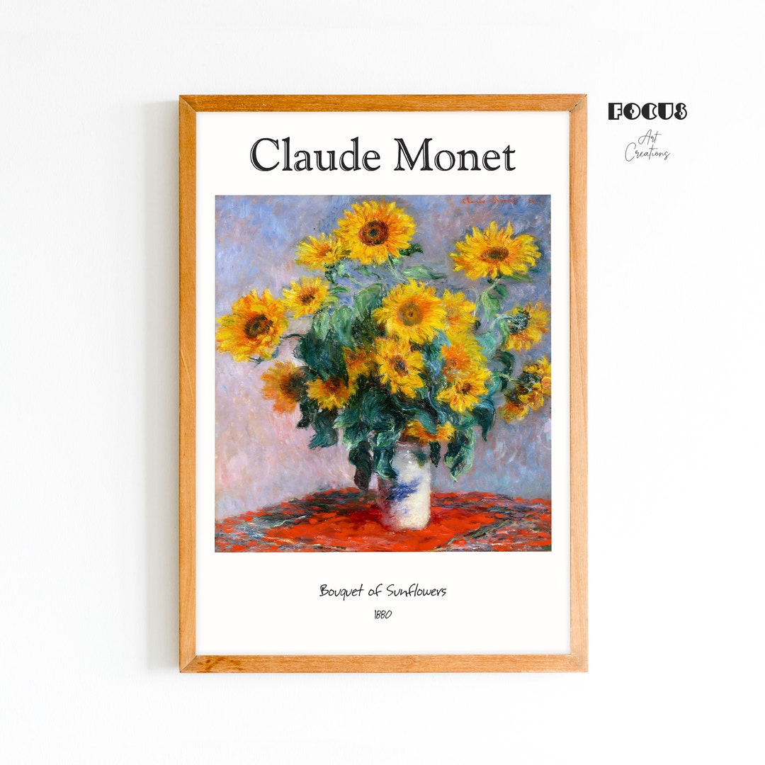Tableau Claude Monet - Un Bouquet De Tournesols (1881), Reproduction Sur Toile, Prêt à Accrocher