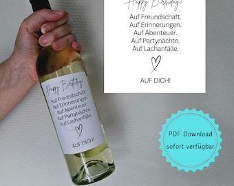 Wein Etikett Weinflasche Freund Freundin Geschenk PDF Download DIY kreativ Weinetikett selber drucken ausdrucken aufkleben Geschenk Freundin