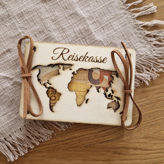 Verpackung für Geldgeschenk zur Reise Geldgeschenk Geburtstag Geschenke für Männer Geschenke aus Holz Reisekasse Geschenk
