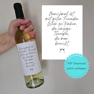 Wein Etikett Weinflasche Freund Freundin Geschenk PDF Download DIY kreativ Weinetikett selber drucken ausdrucken aufkleben