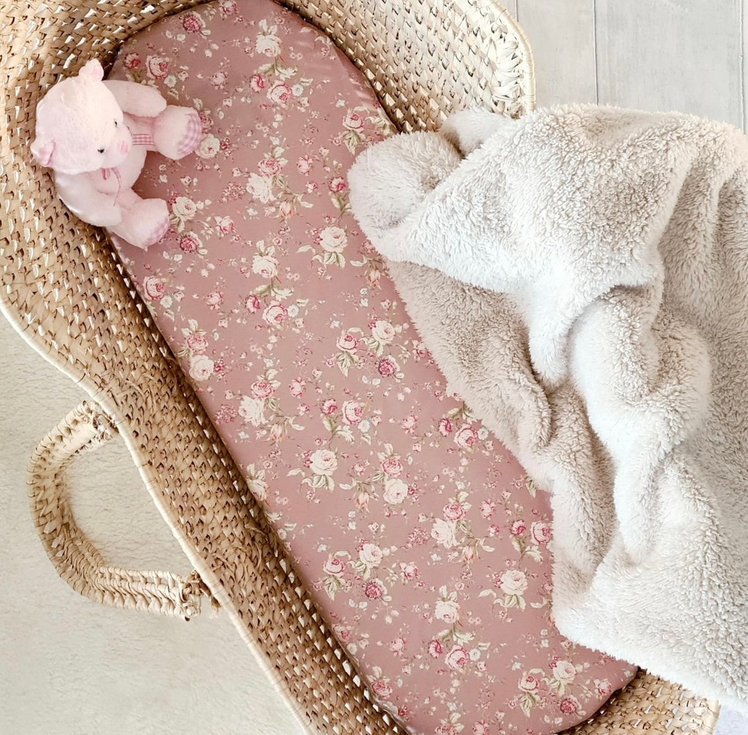 Pink Floral Moses Basket Sheetvintage Style Baby Girl Bed Sheet