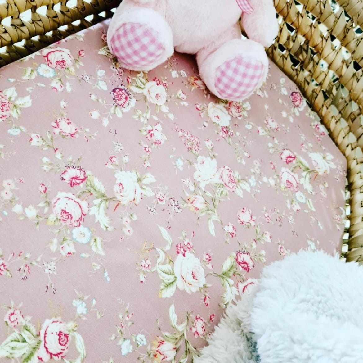 Pink Floral Moses Basket Sheetvintage Style Baby Girl Bed Sheet