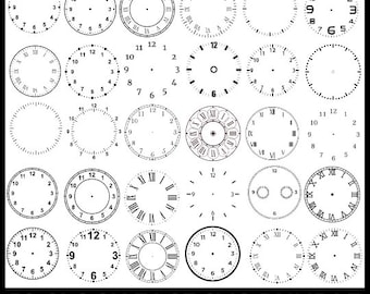 14 Clock Face Big Bundle Svg File, Clock Face Template Vector Printable ...