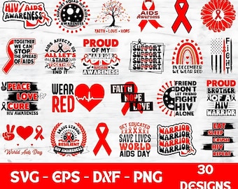 HIV/AIDS Awareness SVG Bundle: Red Ribbon Designs (Digital Download)