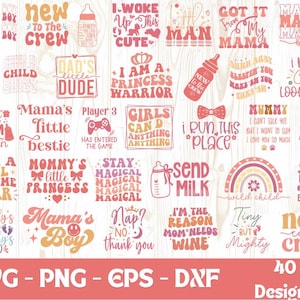 Baby Girl SVG Bundle: Retro Quotes, Newborn Sayings (Digital Files)