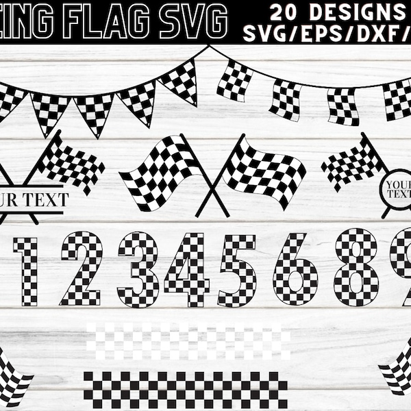 Racing Flag SVG,Start Flags,Race,Checkered Flag,Finish Flags,Checker,Topper,Monogram,DXF,Cut file,Cricut,Silhouette,Instant download_