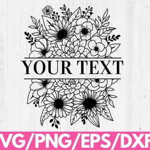 Floral border svg, flower border svg, floral frame svg, split monogram svg, floral monogram svg wildflower svg, floral svg