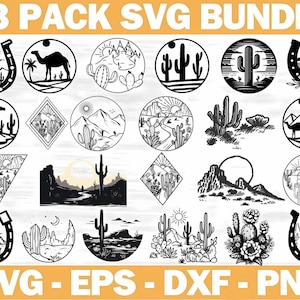 High Quality Desert Scene SVG Bundle, Desert Scene dxf, Desert Scene png, Desert Scene vector, Desert Landscape svg, Desert Cactus svg