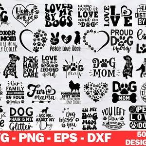 Dog Mom SVG Bundle: Funny Dog Quotes, Clip Art (50 Files)