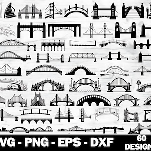 Bridge Svg Bundle, Bridge Png, Wooden Bridges Clipart, Path Dxf, Pathway Eps, Golden Gate Cricut, Bridge Cut File, Path Silhouette