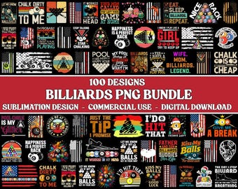Billiards PNG Bundle, Cue Sports Graphics, Funny Pool Player Designs, Sublimation Download