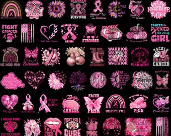 100+ Designs Breast Cancer PNG Bundle, Breast Cancer Png, Cancer Survivor Png, Fight Cancer Quote Sublimation, Cancer Awareness, Pink Ribbon