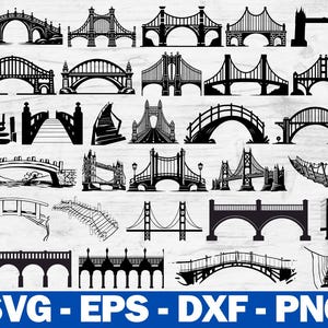 Bridge Svg Bundle, Bridge Png, Wooden Bridges Clipart, Path Dxf, Pathway Eps, Golden Gate Cricut, Bridge Cut File, Path Silhouette