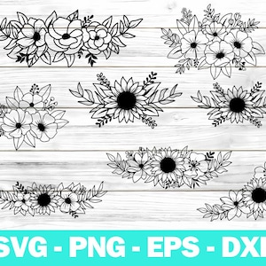 Flower SVG, Floral Svg, Floral Svg Bundle, Flower Svg Cut Files, Wedding, Border, Bundle, Flower Corner, Svg Files For Cricut And Silhouette