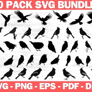 Bird SVG Bundle: Flying Bird Silhouette Clipart (Digital Files)