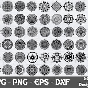 Mandala Art Svg Bundle | Floral Silhouette Zentangle Clipart | Wall Decor Cricut Cut File | Flower Plant Digital Design Png Instant Download