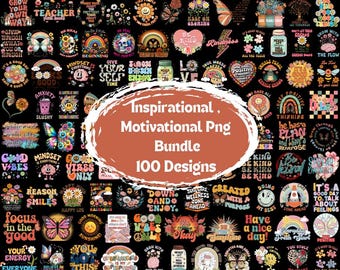 100+ Inspirational PNG Bundle, Motivational, Positive Quotes (Digital Download)