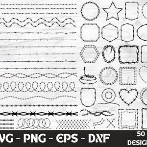 Barbed Wire SVG Bundle: Cricut Cut Files, Clipart, Vector