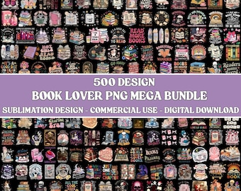 Book Lover PNG-megabundel, citaten lezen, bloemmotieven (digitale download)