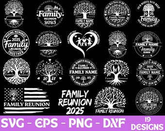 Paquete SVG de Reunión Familiar: 19 diseños para camisetas y tazas (descarga digital)