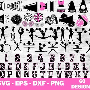 Cheerleader SVG Bundle: Silhouette, Megaphone, Pom Poms (Digital Download)