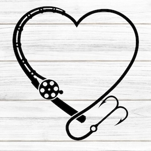 black fishing pole valentine Fishing Pole Heart