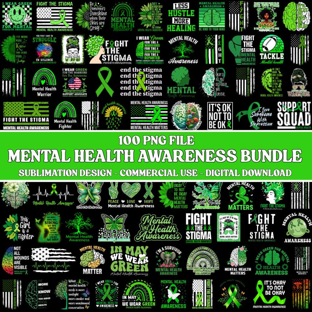 Mental Health Awareness PNG Bundle, Inspirational Designs (digital ...