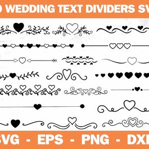 Hochzeits-Text-Teiler SVG, Herz-Text-Teiler SVG, Hochzeitsbriefpapier-Svg, Valentinstag-Svg