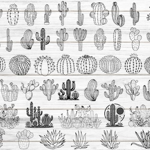 Cactuscollectie SVG, Cactus SVG-bundel, Cactusbloem SVG-bestand, Cactus Clipartbundel, Cactus en Succulent Design Bundel