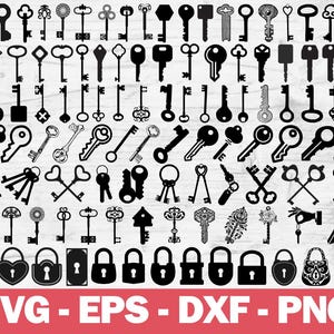 Vintage Key SVG Bundle: Lock Clipart, Cut File (Digital Download)