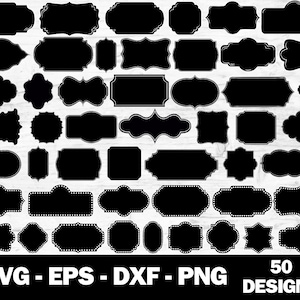 Decorative Frames & Tags SVG Bundle: 50 Designs (Digital Download)
