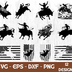 Rodeo Svg | Bull Rider Svg | Ranch Western Country Farm | Cowboy Svg | Bull Riding Svg | Cricut & Silhouette | American Flag Svg | Png Dxf