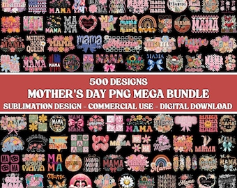 500+ Mama PNG Bundle, Mother’s Day, Retro Coquette, Mom Gift Designs, Digital Download