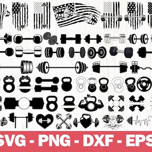 Gym Silhouette | Workout Silhouette | Fitness Silhouette | Barbell SVG | Workout SVG | Fitness SVG | Weights Svg| Crossfit Svg| Dumbbell Svg