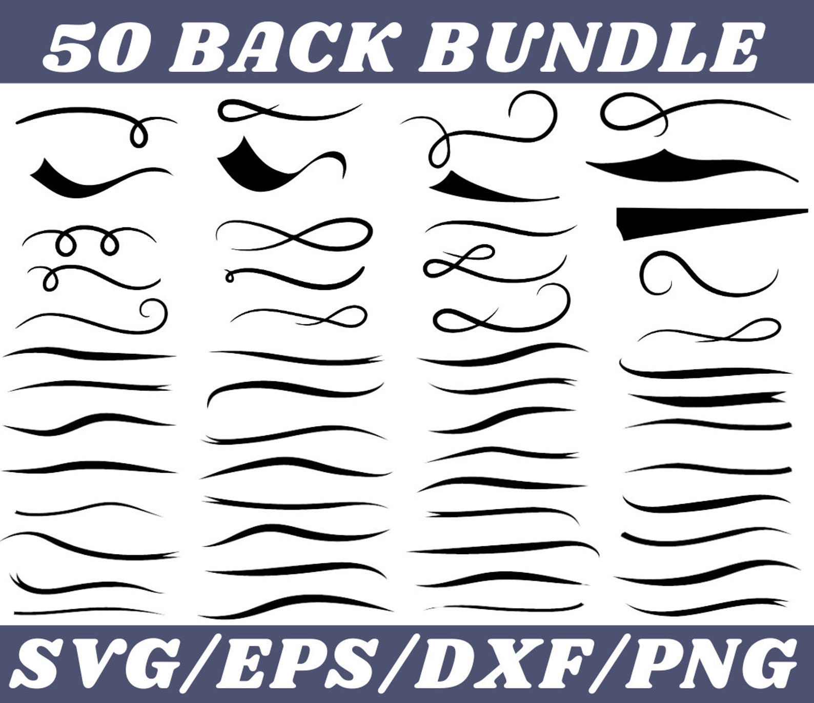 Swishes, Swashes, Swoops, Cut File, SVG. Hand Drawn Curly Swashes ...