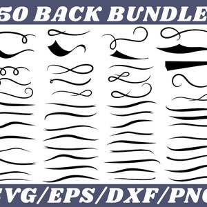 Swishes, swashes, swoops, Cut File, SVG. Hand drawn curly swashes, Decorative Font Flourishes, Clipart for Silhouette and Cricut.