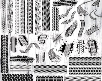Tire Tracks SVG Bundle: Mud Splash Clipart (Digital Download)