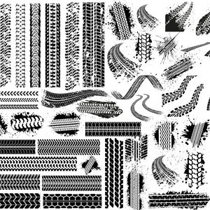 Tire Tracks SVG Bundle, Dirt Marks, Track Patterns, Silhouette, Car Designs, Digital Download
