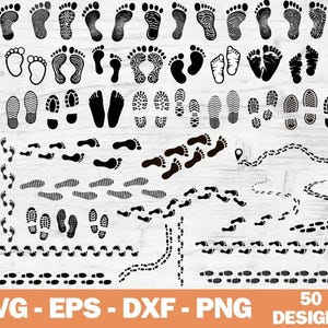 Footprint SVG, Foot Print Svg, Footprint Clipart, Shoe Print Svg, Shoe Step Cricut, Footsteps Svg, Footprints Vector, Instant Download, Png