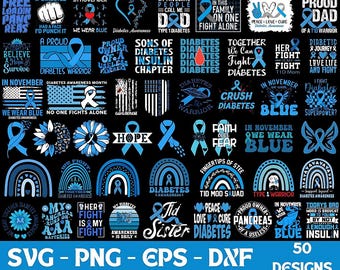 Diabetes Awareness SVG PNG Bundle: T1D Cricut Sublimation Designs (Digital Download)
