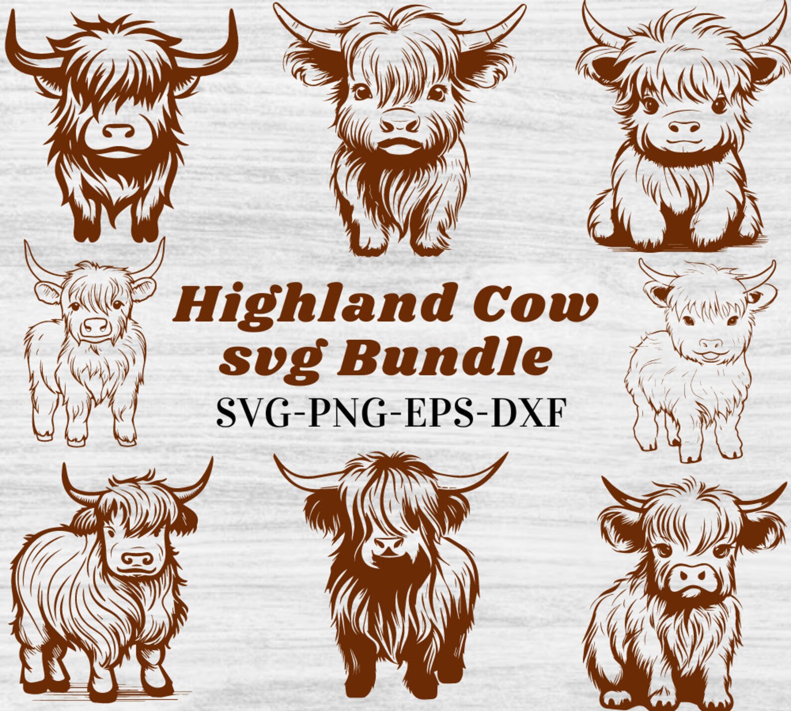 Highland Cow Svg Bundle, Cute Highland Cow Svg, Baby Highland Cow Svg ...