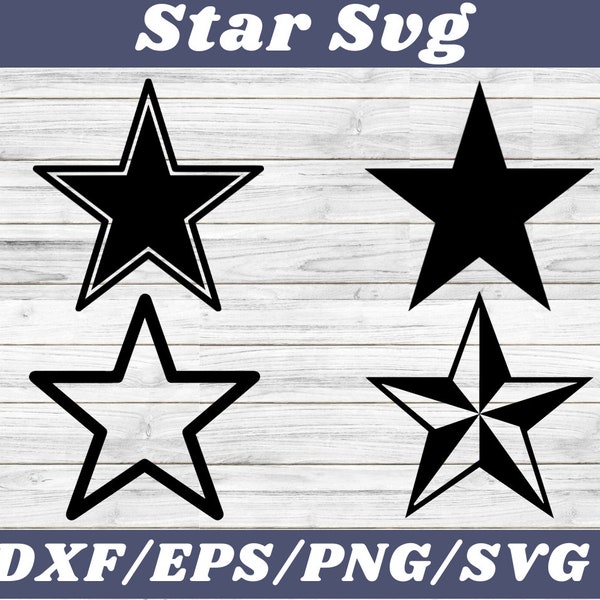 Cowboy Star, Star Svg for Commercial Use, Cricut Cut File, Star Outline Design, Double Star Png, Silhouette, Instant Download