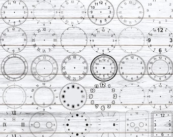 Pacchetto SVG con quadrante di orologio: Clipart con numeri romani (file tagliati)